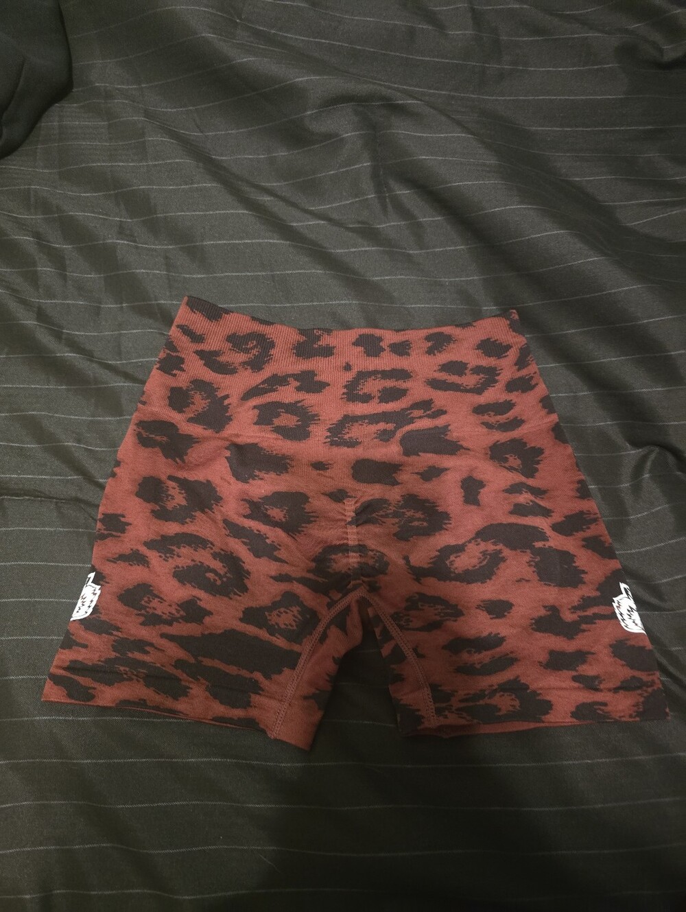 Red Leopard Print Workout Shorts - Picture 3 of 3